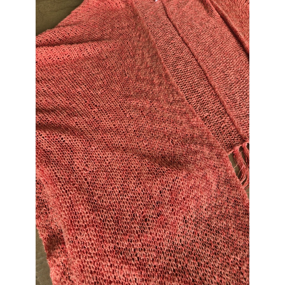 Coldwater Creek Coral Shawl Poncho Fringed Womens One Size Cape‎ - Picture 3 of 5